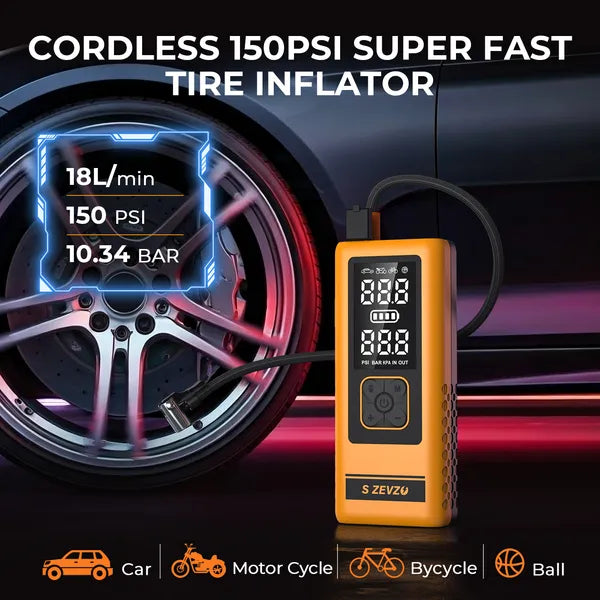 S ZEVZO 2 In 1 4000A Car Jump Starter With Air Compressor Air Inflator Portable 