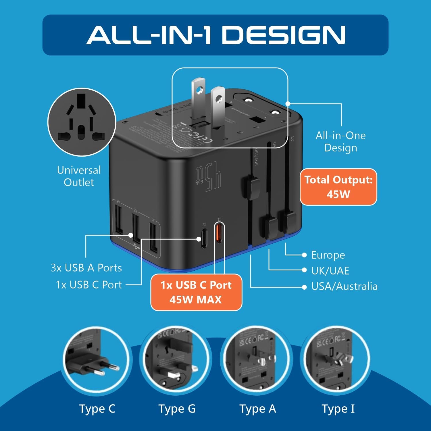 universal travel adapter 200w — daily find — view 3