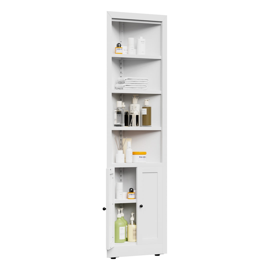 71in Tall Corner Storage Cabinet With 2 Doors, 5-Tier Metal Cabinet With Adjusta