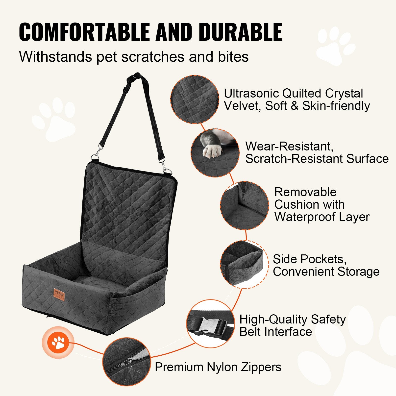 Dog Booster Car Seat Pet Car Seat For Small Medium Dog Up To 40 Lbs Black
