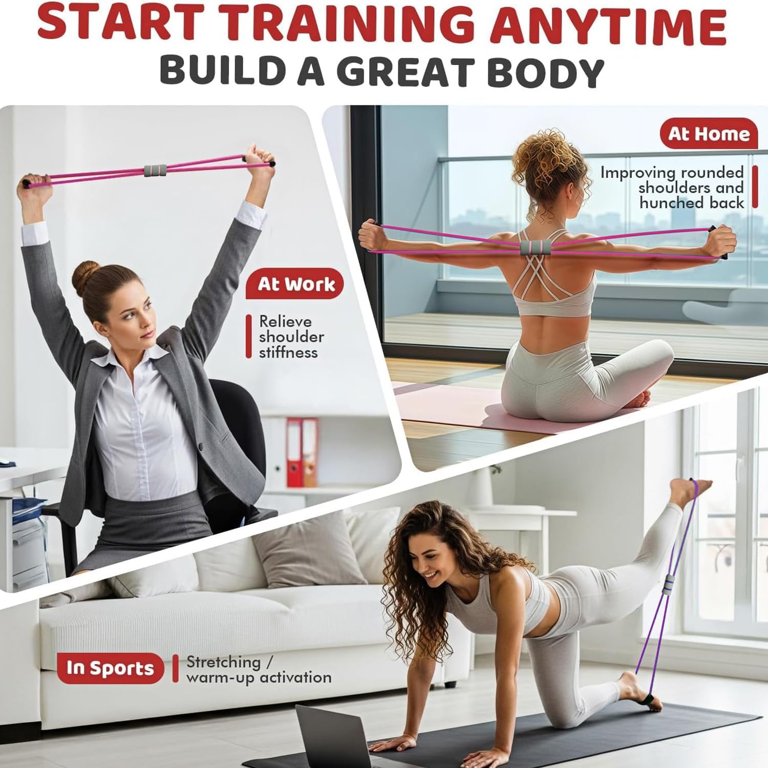 Multifunction Pedal Resistance Band, 4-Tube Elastic Pull Rope For Home Yoga, Leg