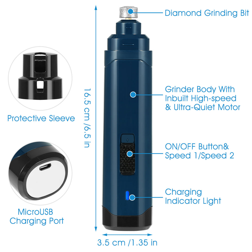 1Pc Dog Nail Grinder 2 Speeds Quiet USB Rechargeable Pet Nail Grinder Profession