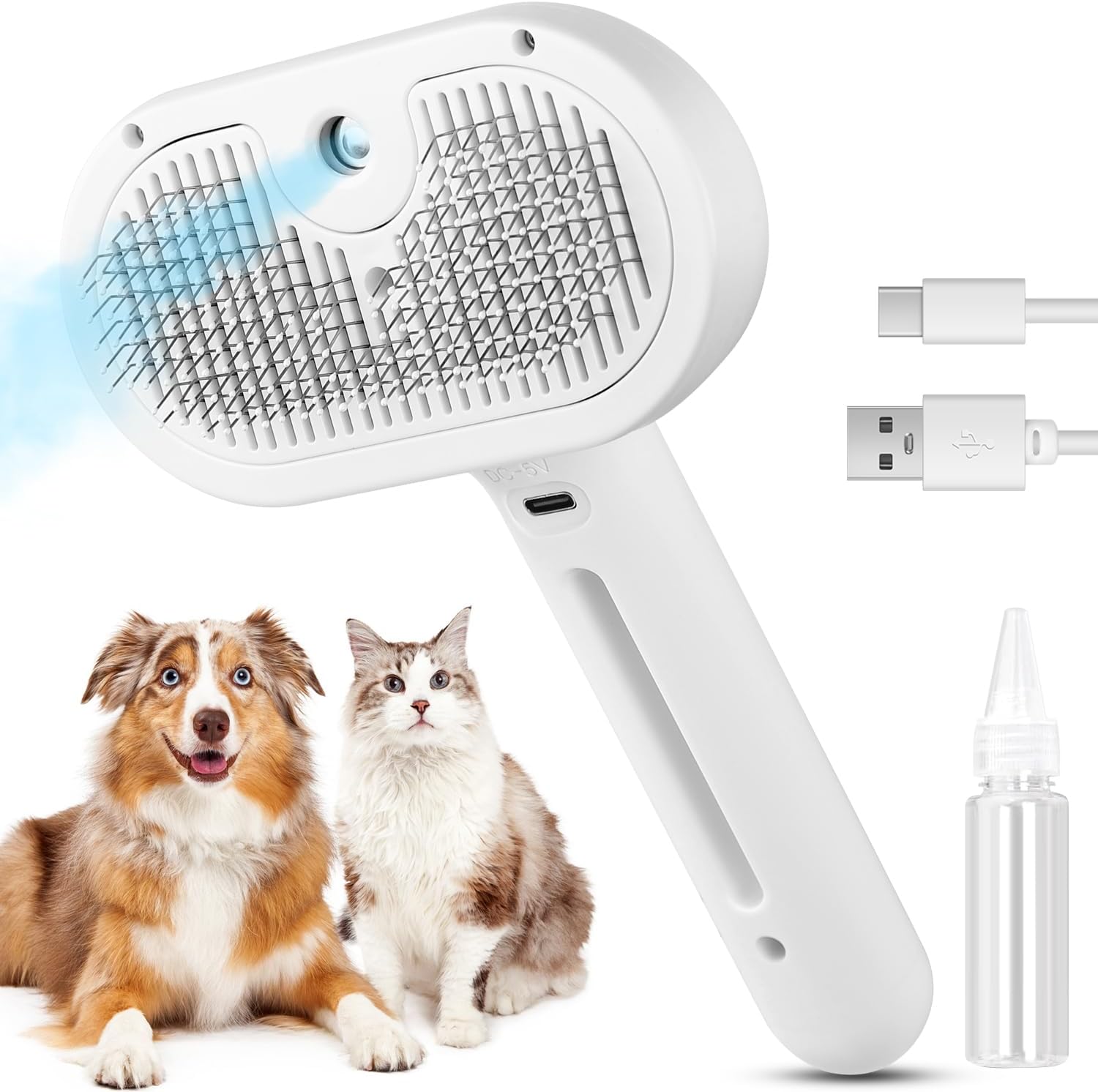 3 In 1 Cat Steam Brush, Pet Steam Brush For Cat Dog Long Short Haired, Pet Spray
