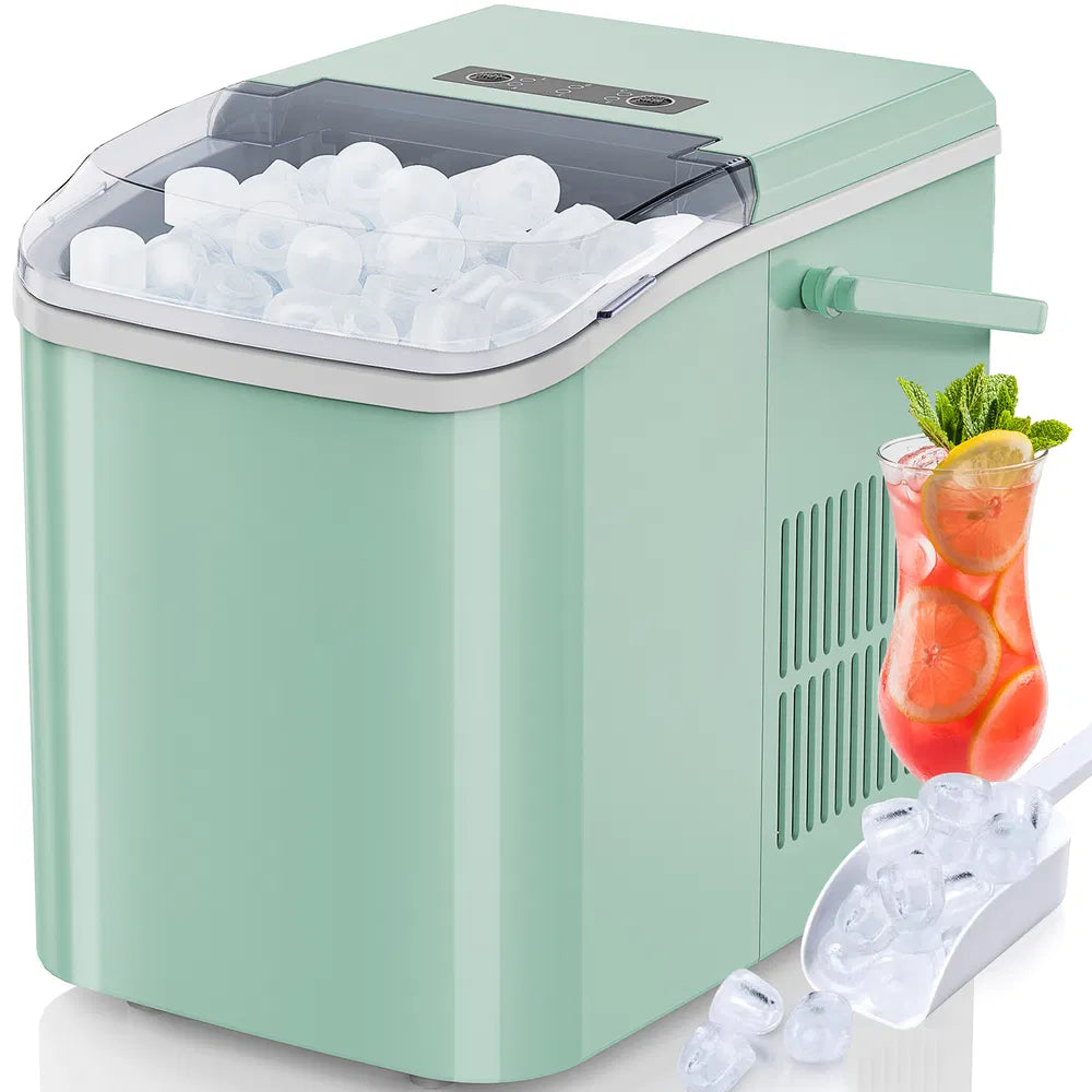 Countertop Ice Maker With Handle, 26lbs&24H Portable Ice Machine, 9 Bullet Ice C
