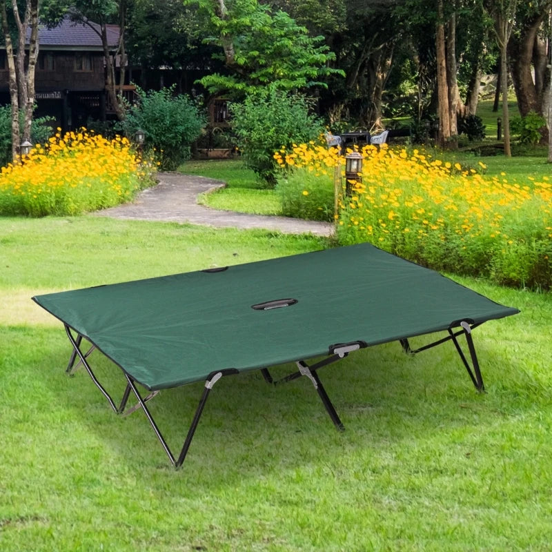 2 Person Folding Camping Cot For Adults, 50 Extra Wide Outdoor Portable Sleeping