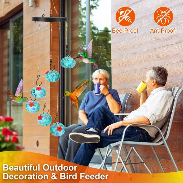 Wind Chimes Humming Bird Feeder Ant And Bee Proof Outdoor Hanging Hummingbird Fe
