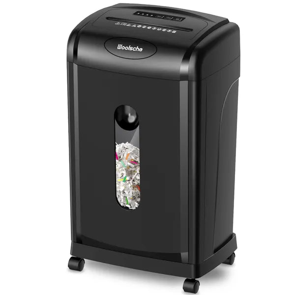 Woolsche Paper Shredder, 18-Sheet Cross Cut With 7.93Gallon Pull Out Bin, P-4 Se