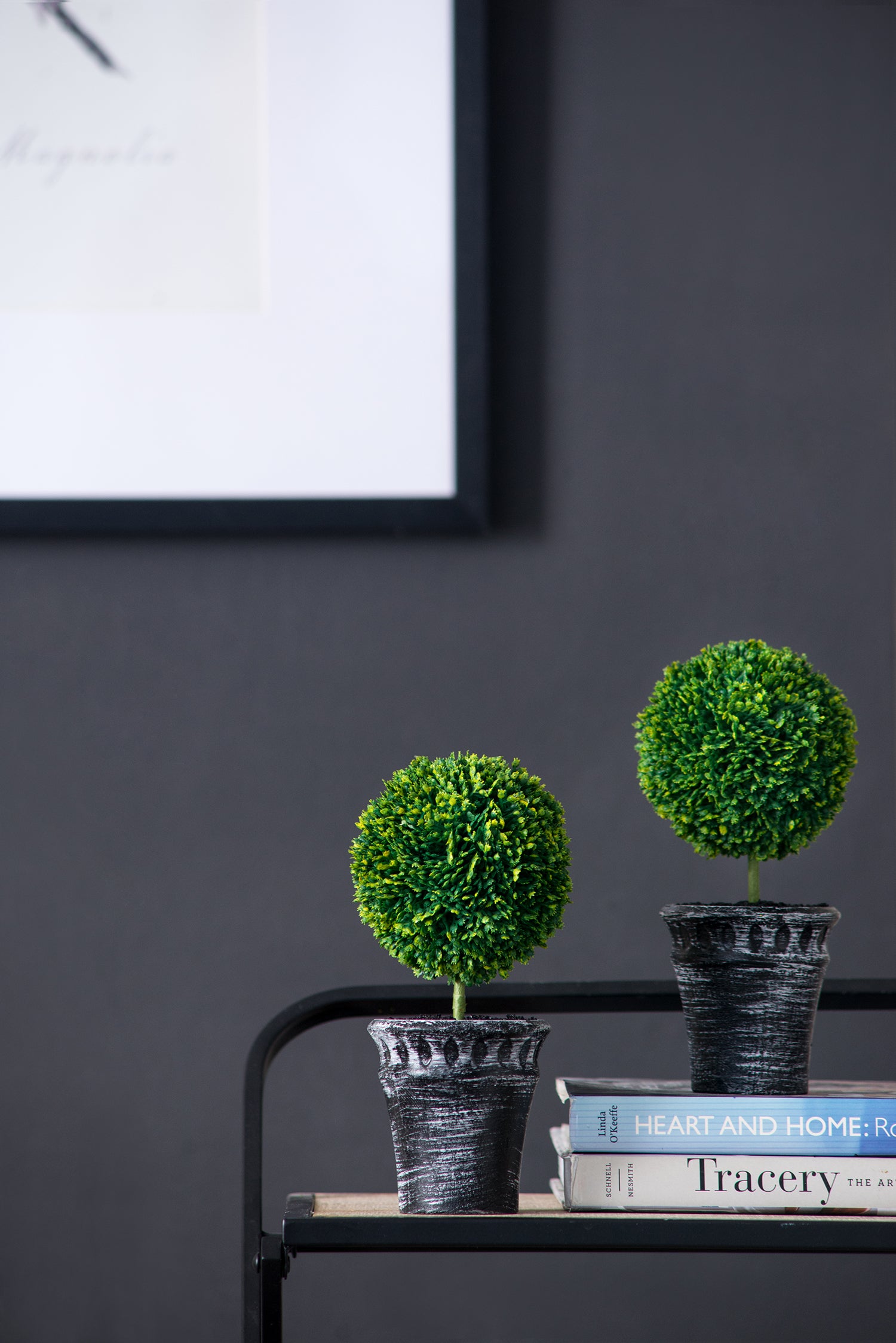 S 2 D4x9.5  Mini Faux Topiaries In Black Pot