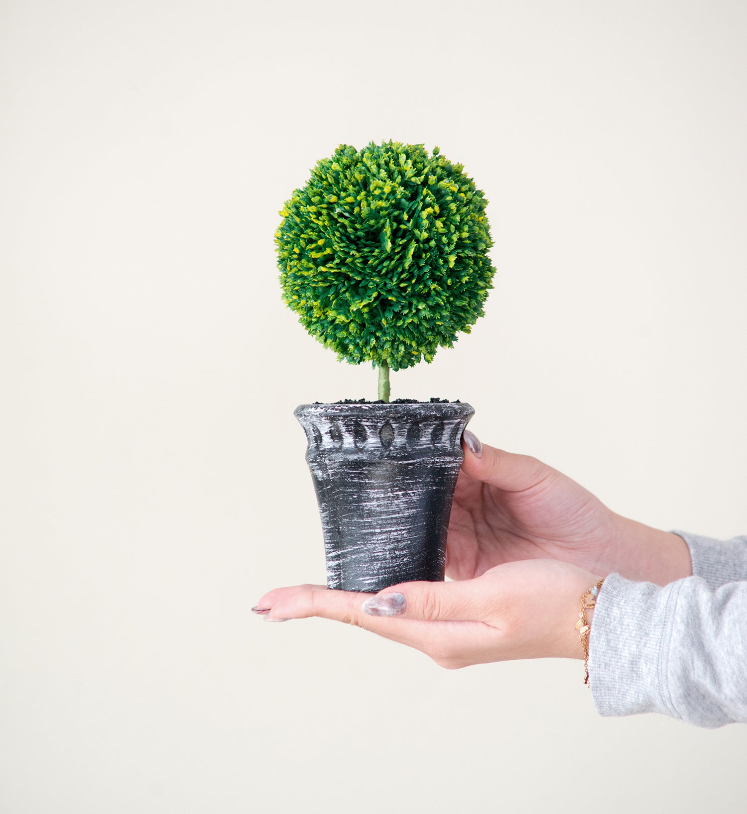 S 2 D4x9.5  Mini Faux Topiaries In Black Pot