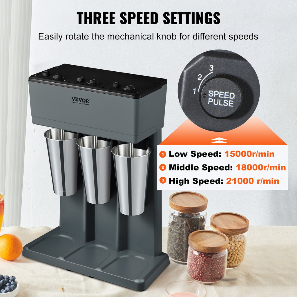 Milkshake Maker, 375W X 3 Electric Milkshake Machine, Triple Heads Drink Mixer B
