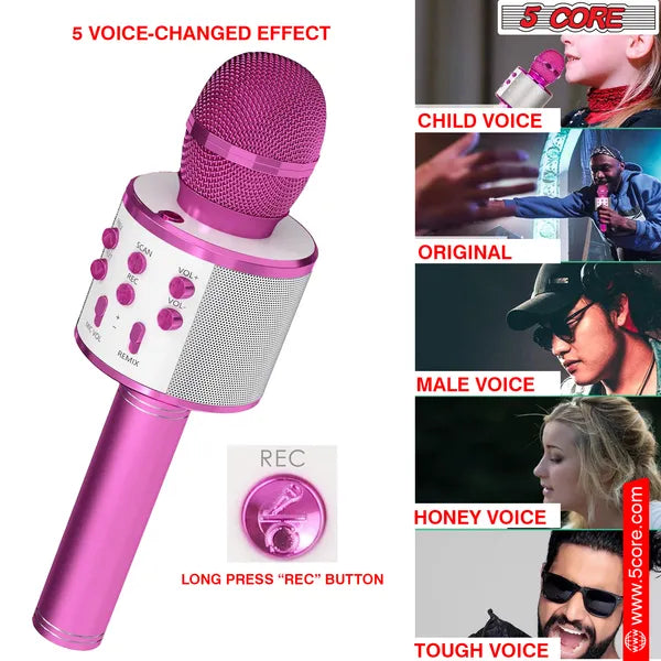 5 Core Microphone Wireless Karaoke Mic With Speaker 3 In 1 Portable Bluetooth Mi