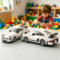 196PCS Retro Style Sports Car Building Blocks, White Classic Race Car Toy For Ki