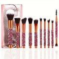 10Pcs Luxury Makeup Brush Set Diamond Rivet Handle Design Crystal Makeup Brush, 