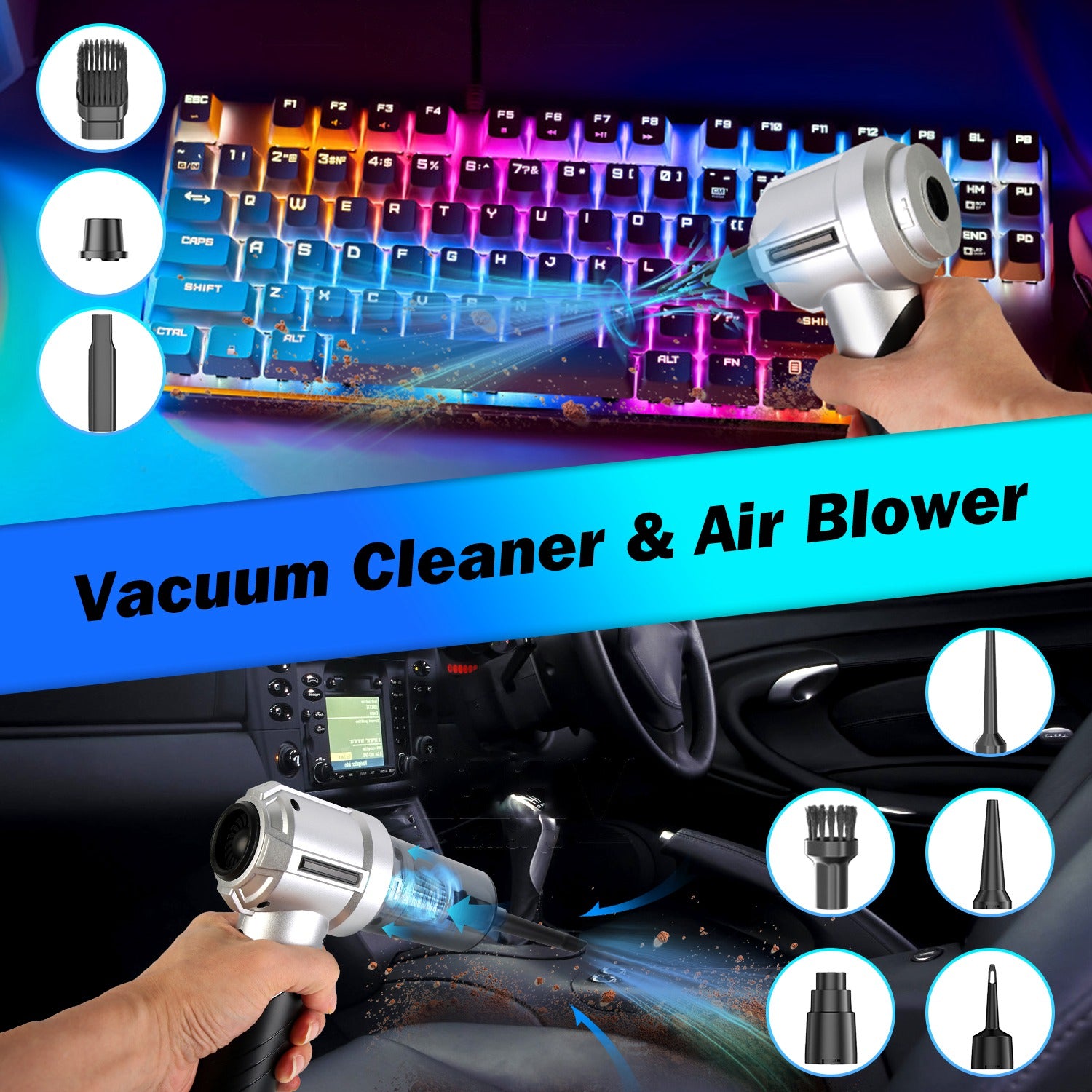1Pc Cordless Car Vacuum Cleaner Portable Handheld Vacuum With 20000PA Suction Br