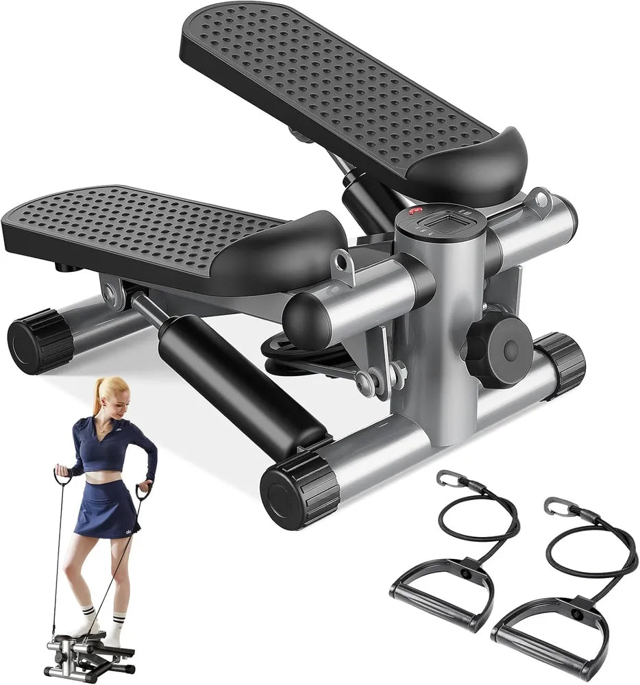 Mini Stepper With Resistance Bands, Portable Full Body Workout Stepper Machine A