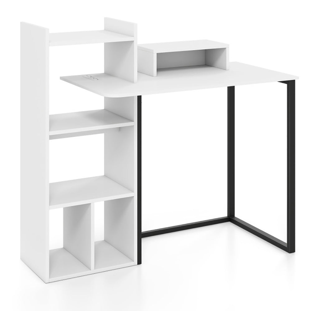 Computer Desk With Charging Station And Ergonomic Monitor Stand With Non-slip Fo