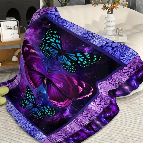 Butterfly Printed Flannel Blanket - Soft, Warm, Lightweight For Couch,Office, Be