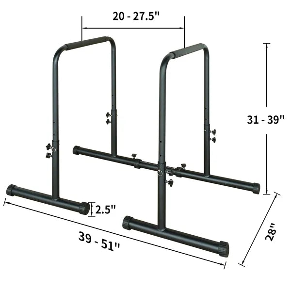 Power Tower Dip Station Pull Up Bar Stand Adjustable Height Heavy Duty Multi-Fun