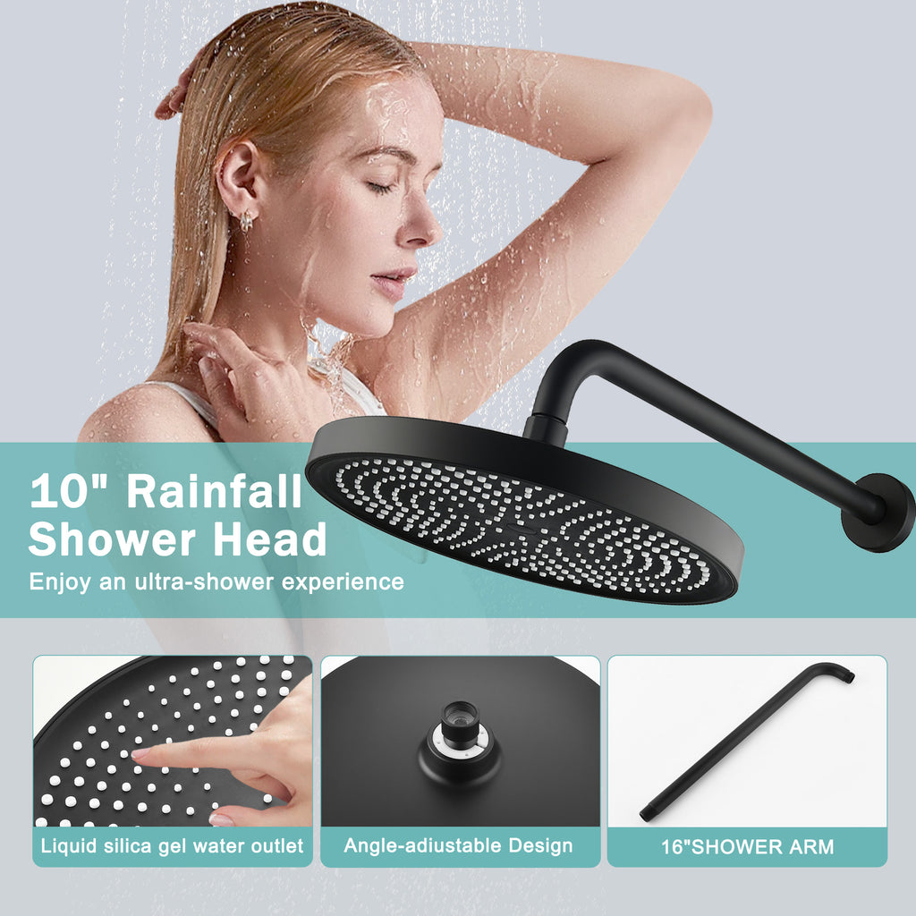Luxury 3-Function Shower System Set - Solid Brass Control Valve, 10  Overhead Sh
