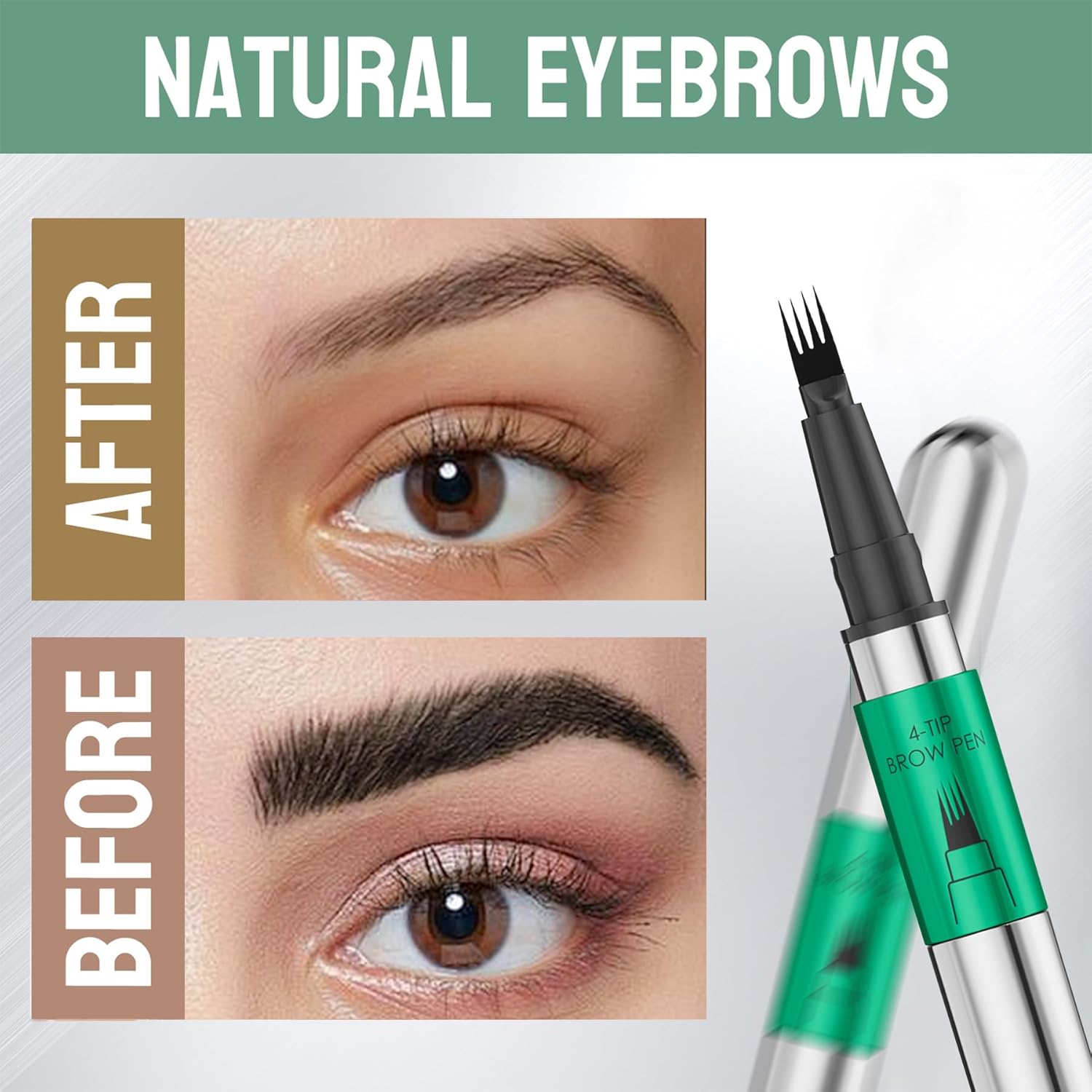 Microblading Eyebrow Pen,Waterproof Eye Brow Pen With 4-Fork-Tip Liquid Brow Pen