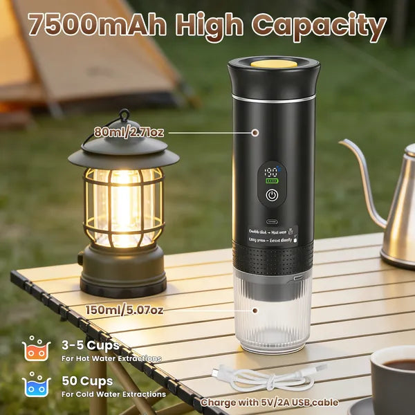 3-in-1 Portable Espresso Machine Cordless Self-Heating Coffee Maker With 7500mAh