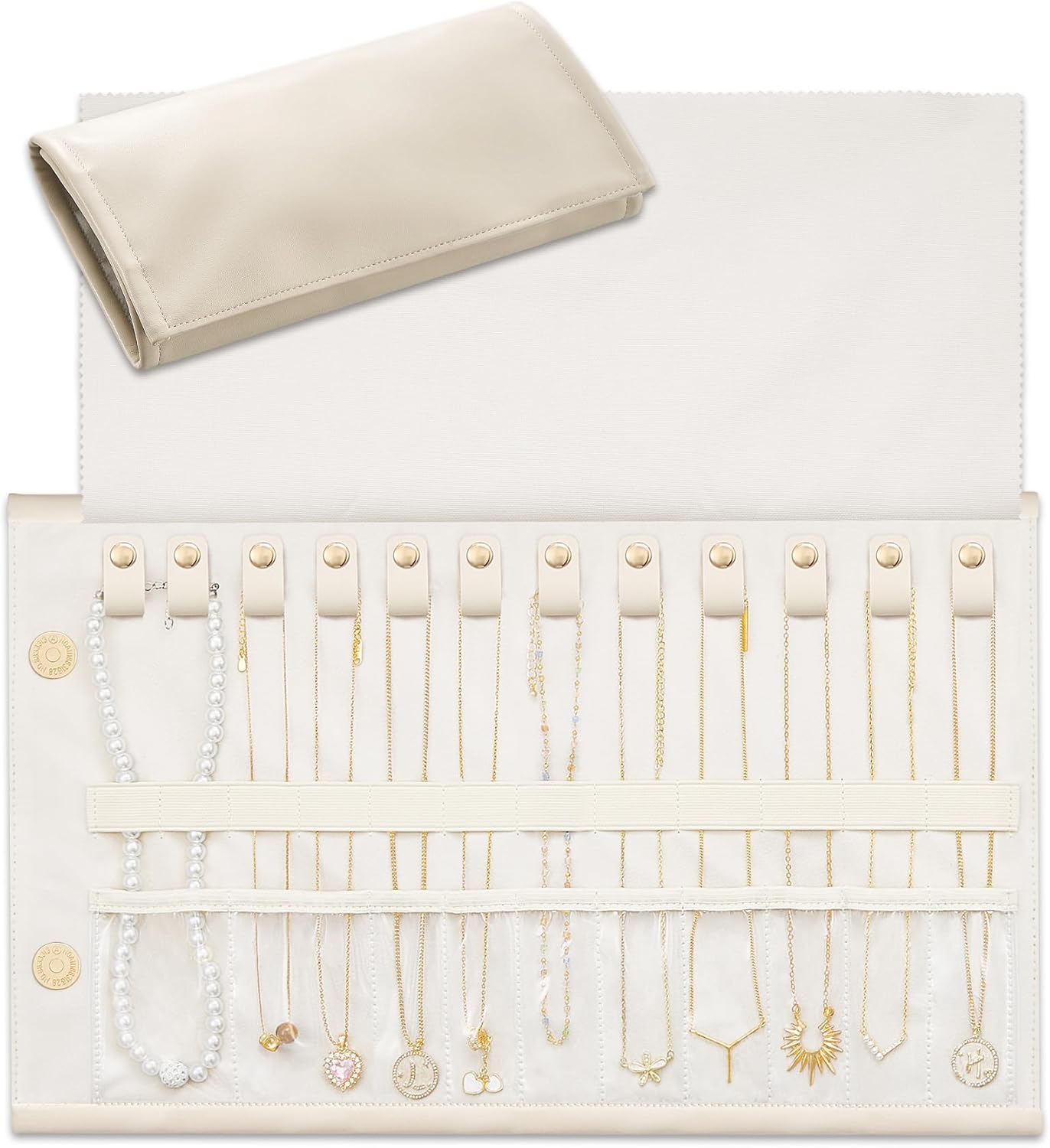 travel jewelry roll organizer — daily find — view 1