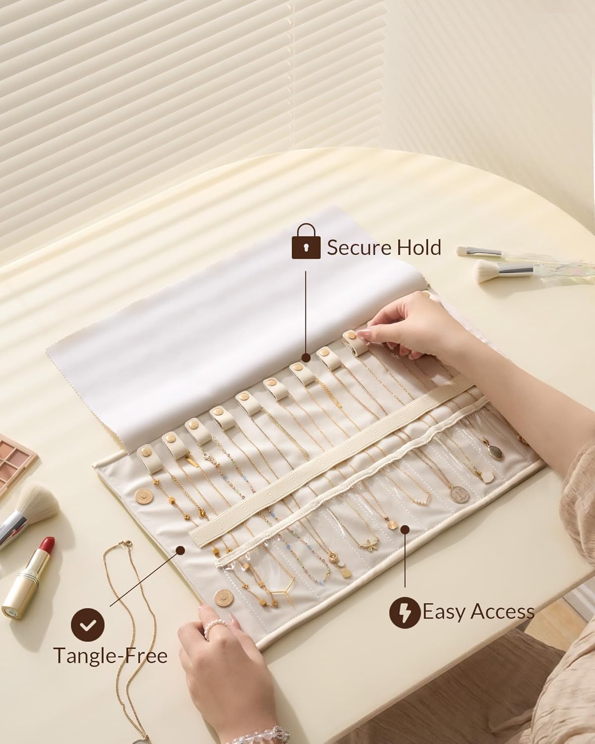 travel jewelry roll organizer — daily find — view 4