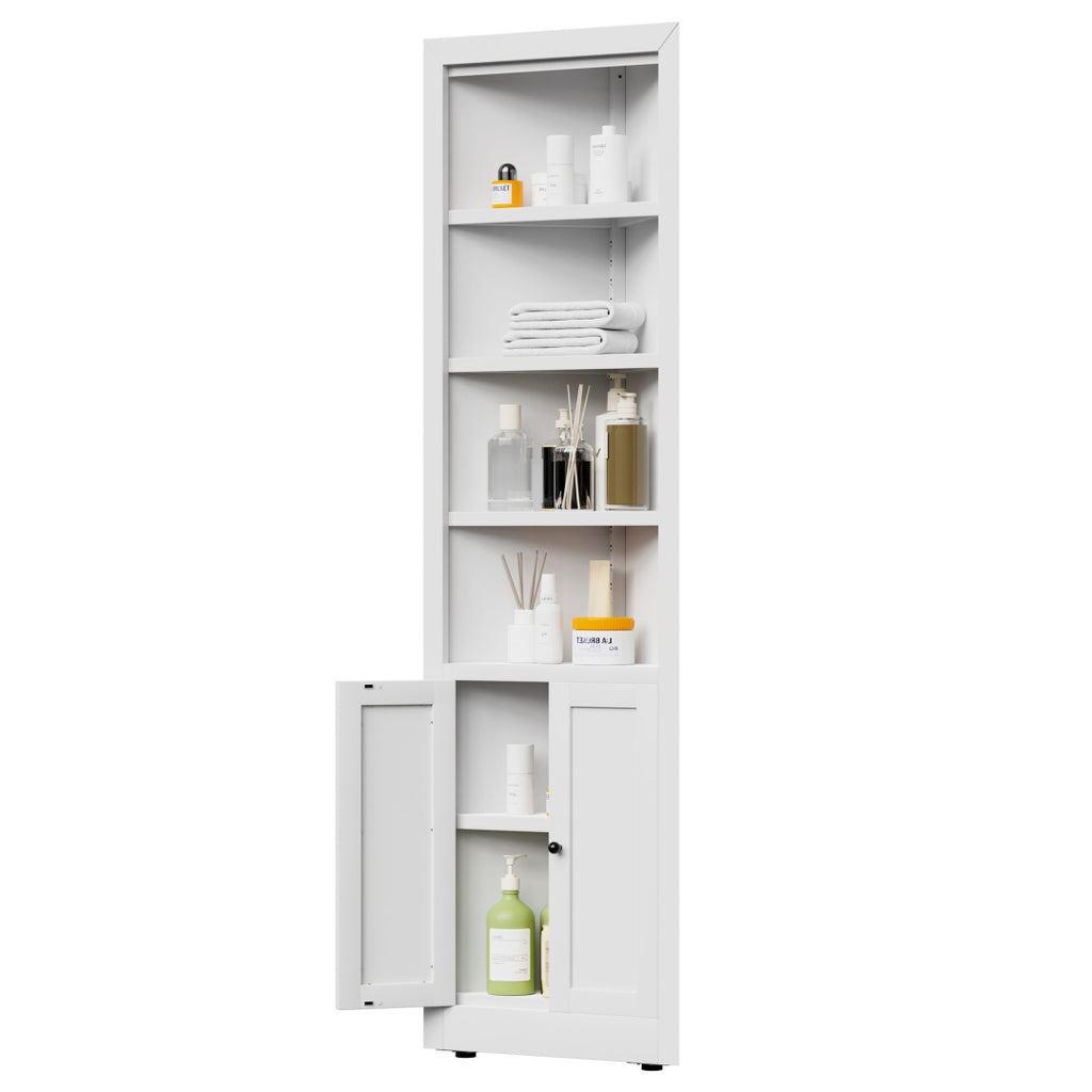 71in Tall Corner Storage Cabinet With 2 Doors, 5-Tier Metal Cabinet With Adjusta