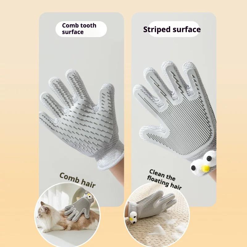 2-in-1 Pet Grooming Gloves & Brushes For Cats And Dogs High-Efficiency Hair Remo