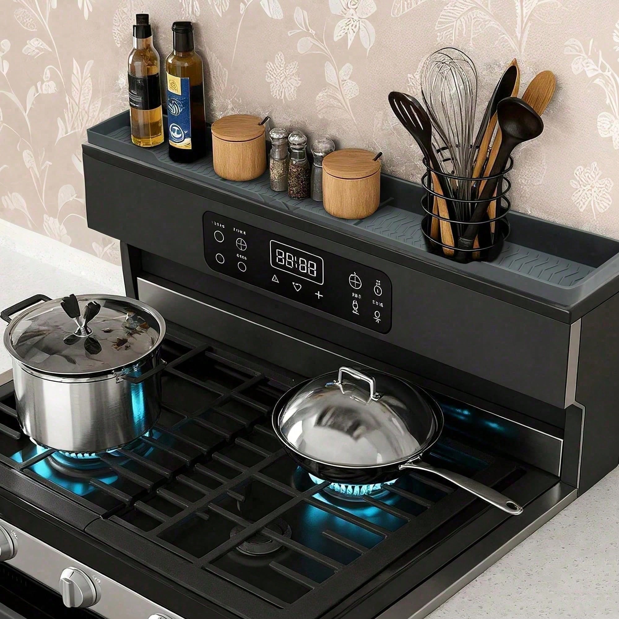 Heat Resistant 30inch Stove Back Rack, Space Saving Storage Solution To Declutte