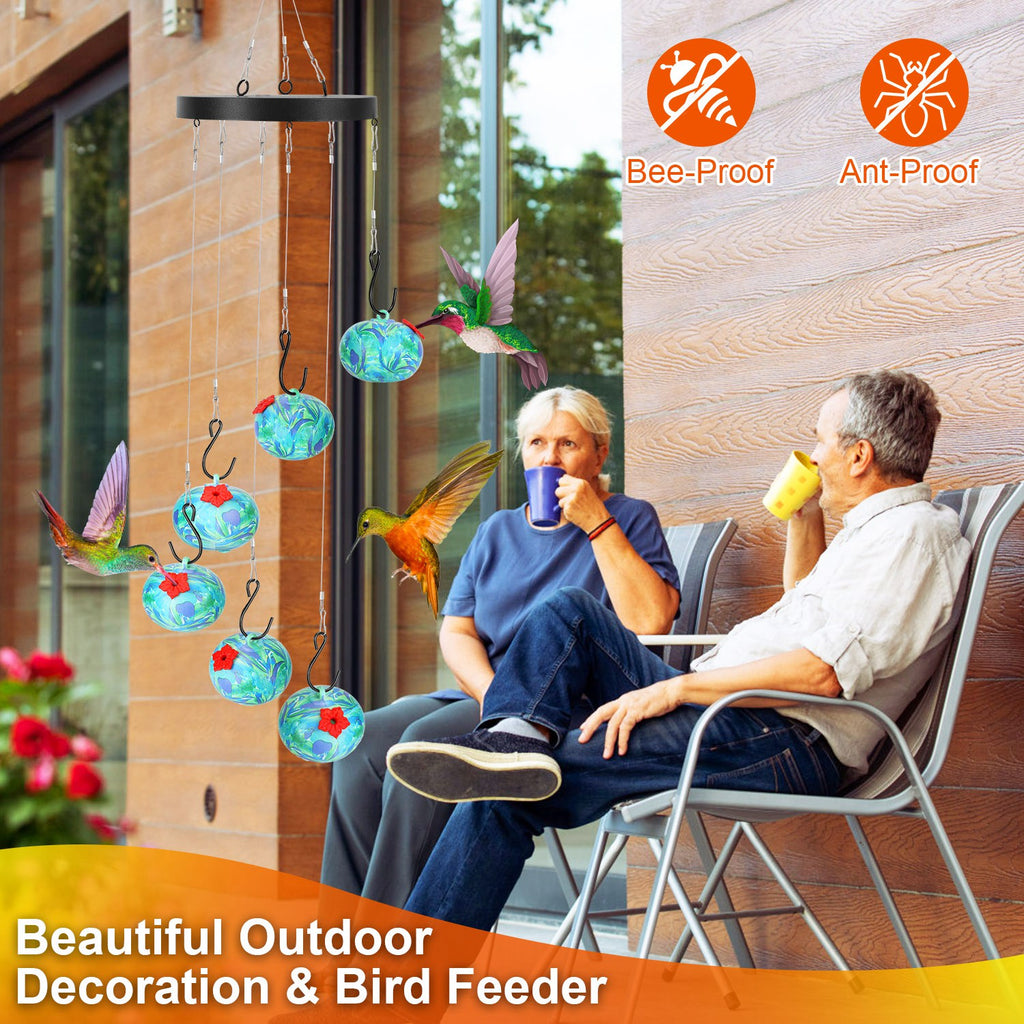 1Pc Wind Chimes Humming Bird Feeder Ant And Bee Proof Outdoor Hanging Hummingbir