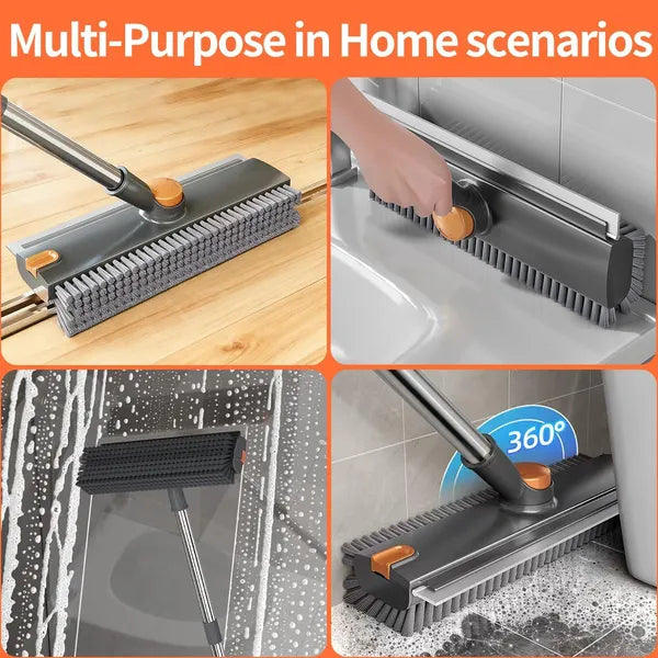 Scrub Brush With Long Handle, Floor Scrub Brush Squeegee Broom For Cleaning, 3 I