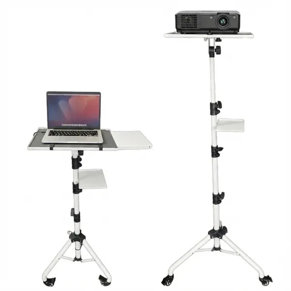 Projector Stand 29.5 To 71 Inch Adjustable Tripod 2 Shelves Portable Laptop Cart