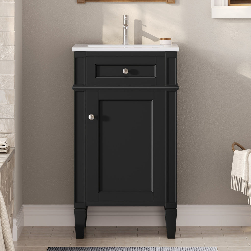 18-inch Bathroom Vanity With Ceramic Sink, Freestanding Single Vanity Set With S
