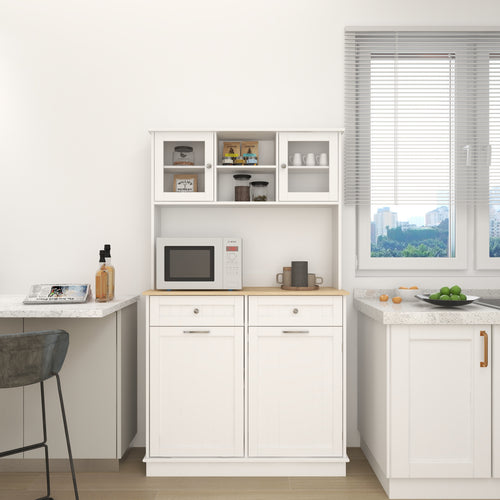 67.7  Tall Kitchen Trash Can Storage Cabinet With 3 Adjustable Shelves, 2 Drawer