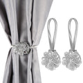 2 Packs Magnetic Curtain Tiebacks Extendable Floral Drape Holder Decorative Wind