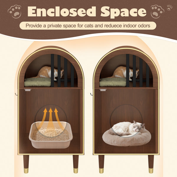 Cat Litter Box Enclosure , 2-in-1 Condo Cat Bed, Cat Shelter Furniture With Two-