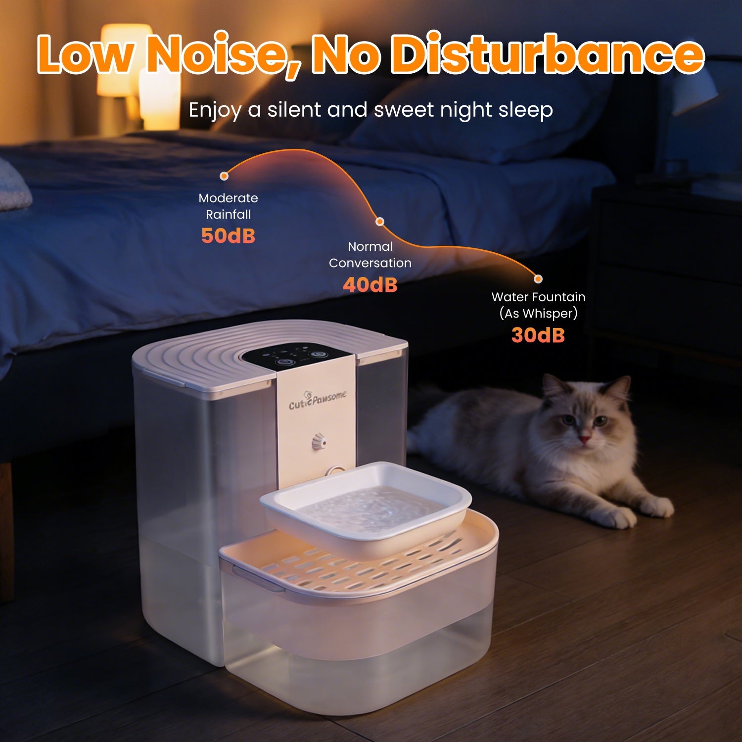 1Pc Smart Pet Water Fountain Automatic Cat Water Dispenser 4.5L Cordless Recharg