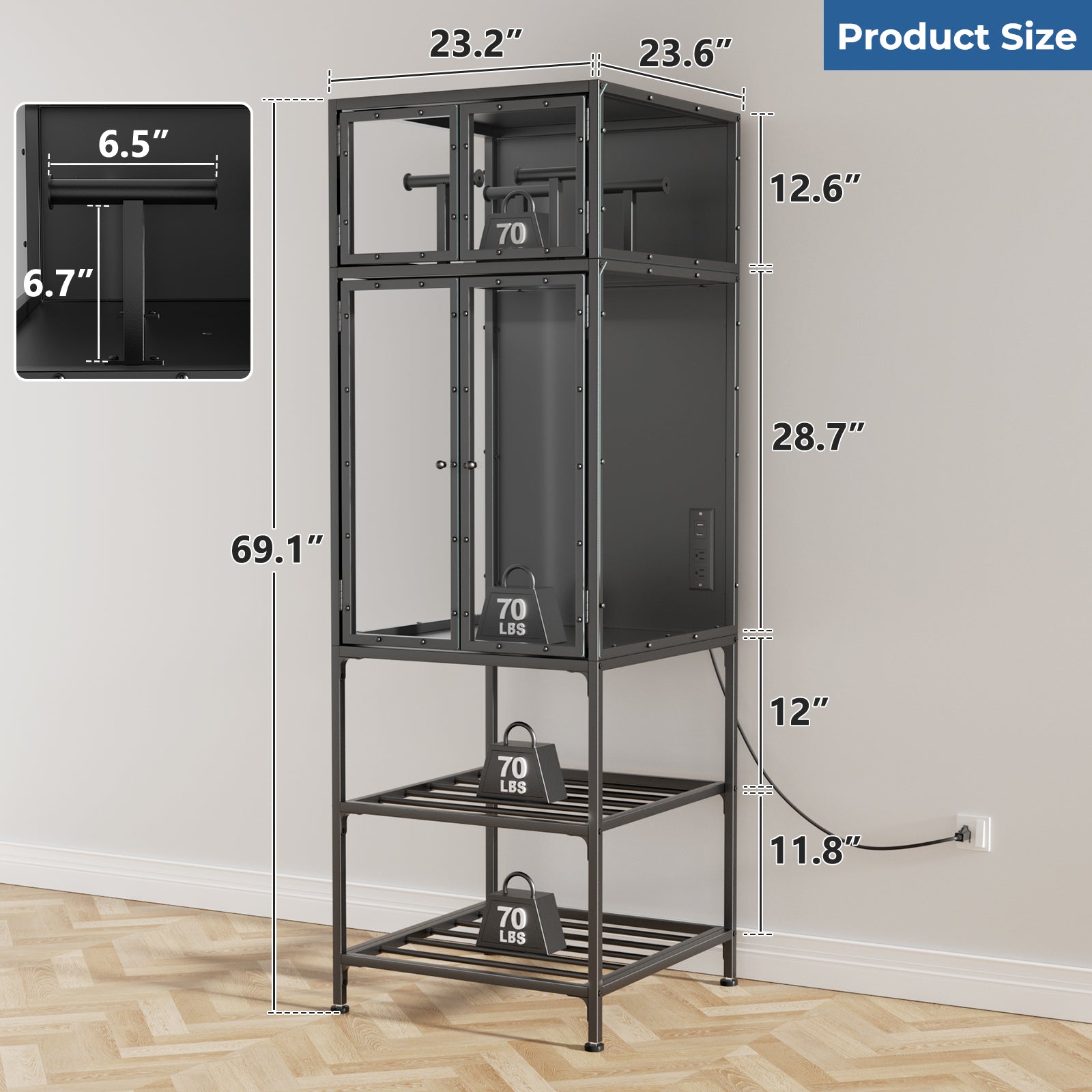 3D Printer Cabinet With Double Layer 3D Printer Filament Storage Rack, T-Shaped 