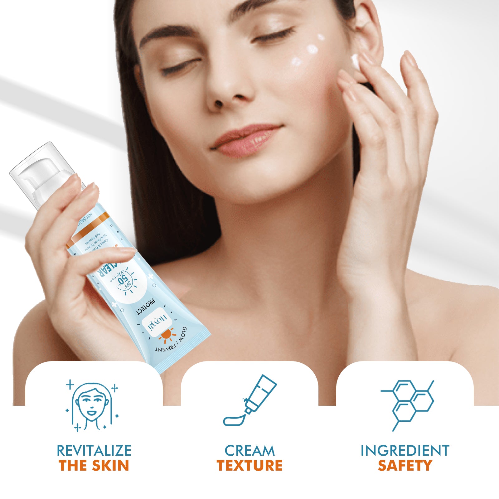 Hoygi UV Clear Sun Sunscreen, Summer Outdoor Anti-Exposure UV Moisturizes Skin E
