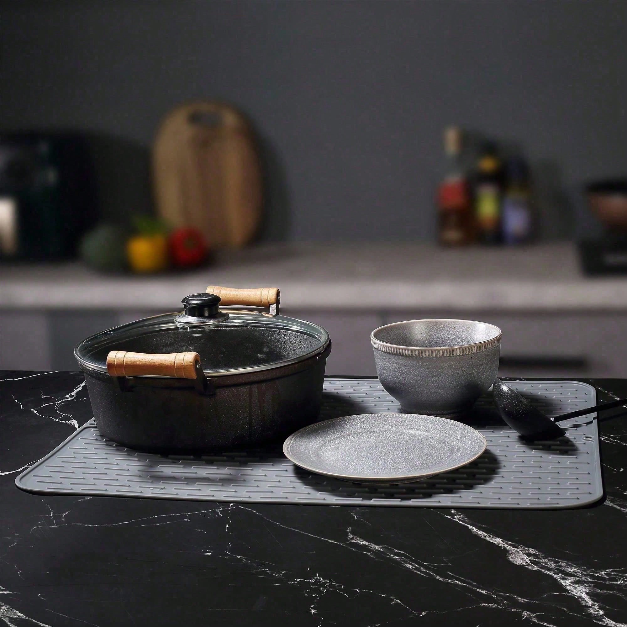 Versatile Silicone Drying Mat Heat Trivet, Multi Use Countertop Pad For Dish Dra