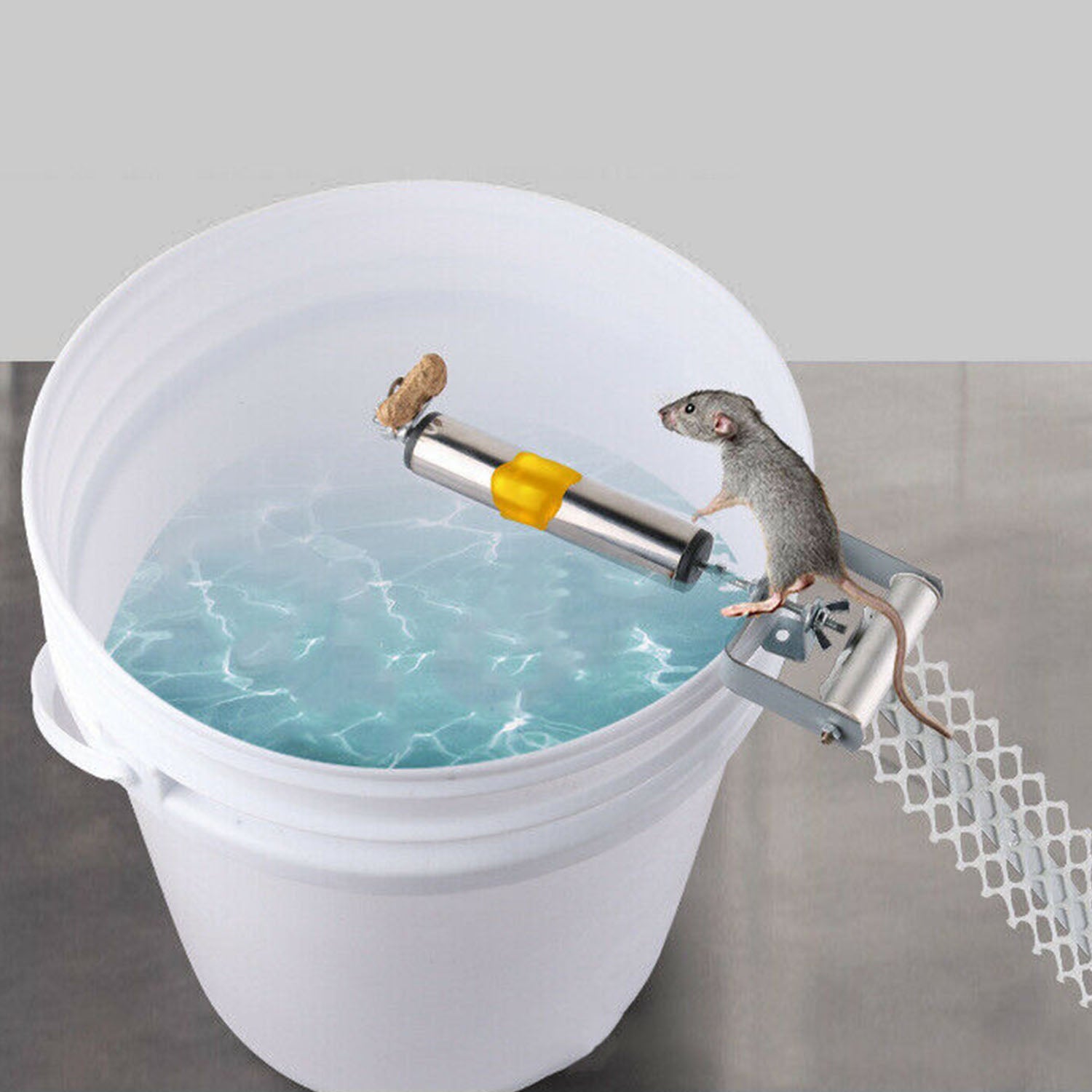 Rolling Mouse Trap With 19.69in Mesh Ramp, Humane Galvanized Metal Rat Trap, Reu