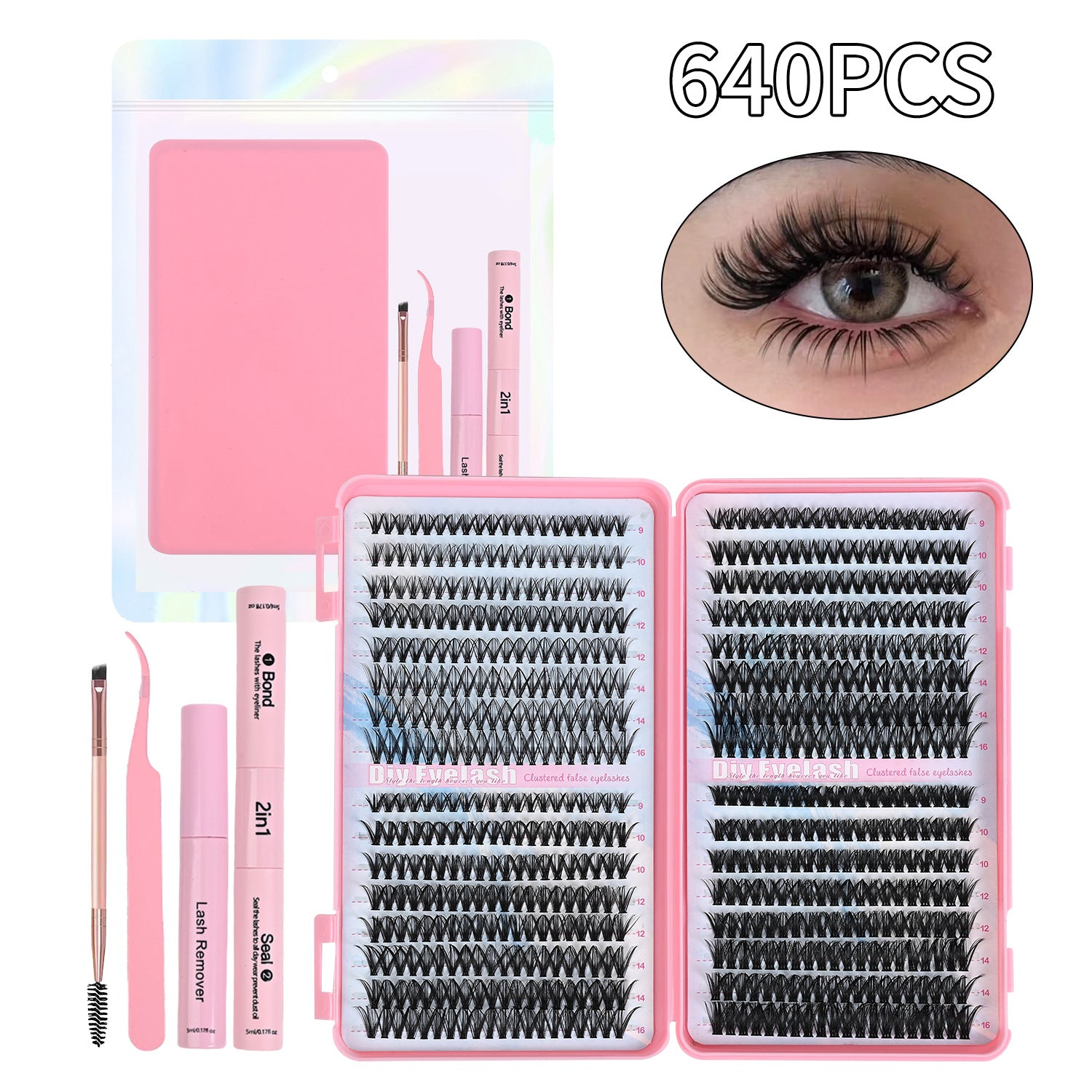 Lash Clusters, 640 Pcs Eyelashes Cluster Extensions 9-16mm Fluffy Individual Las