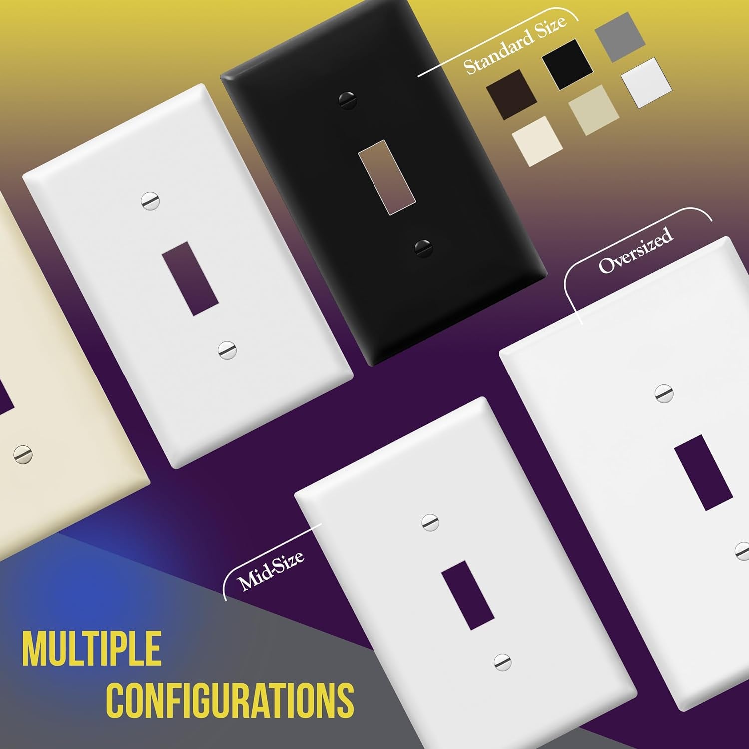 Double Toggle Light Switch Wall Plate, Size 2-Gang 4.50" X 4.57", Unbreakable Polycarbonate Thermoplastic, , White (10 Pack)