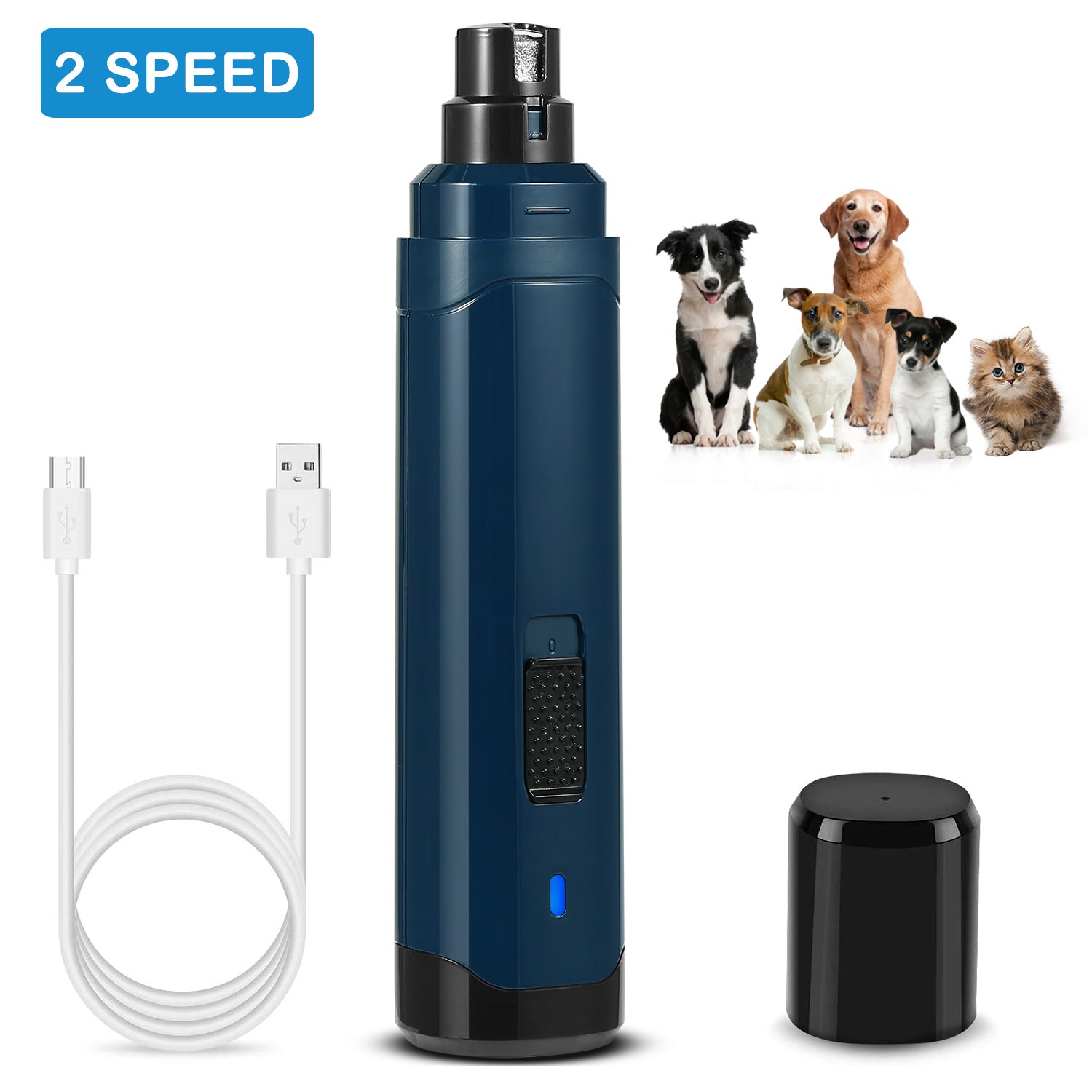 1Pc Dog Nail Grinder 2 Speeds Quiet USB Rechargeable Pet Nail Grinder Profession