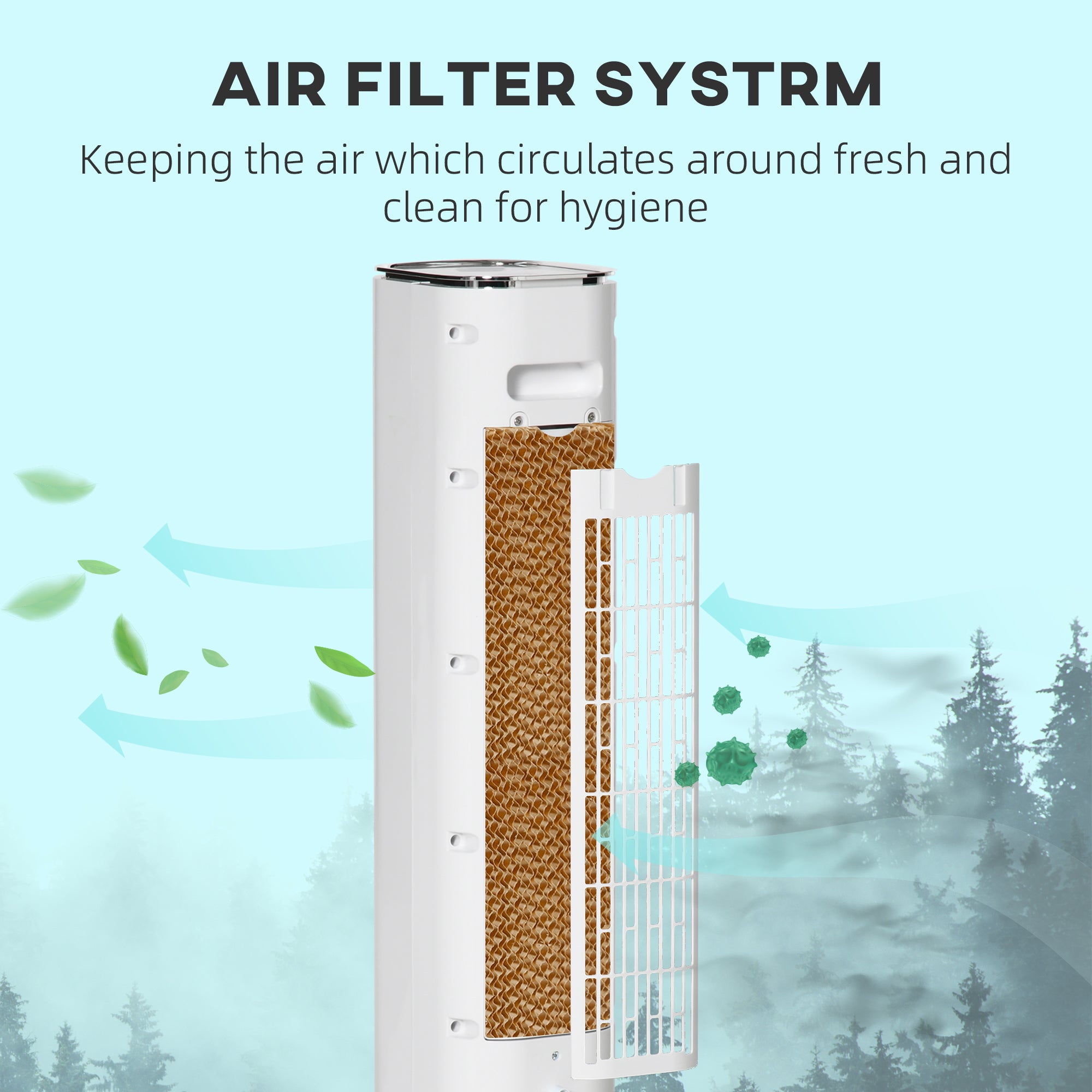 42" 3-In-1 Evaporative Air Cooler With Water Tank, Ice Cooling Fan With Humidifi