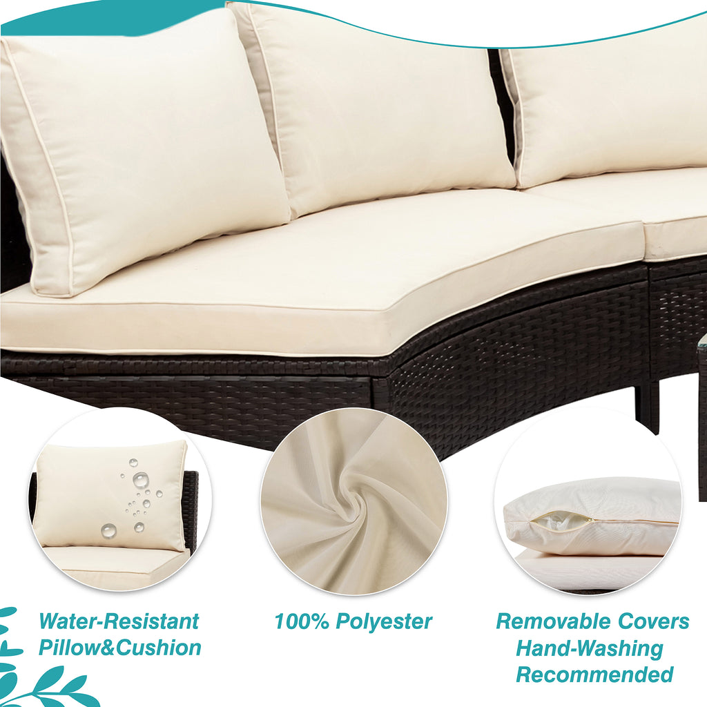 TOPMAX 5 Pieces All-Weather Brown PE Rattan Wicker Sofa Set Outdoor Patio Sectio