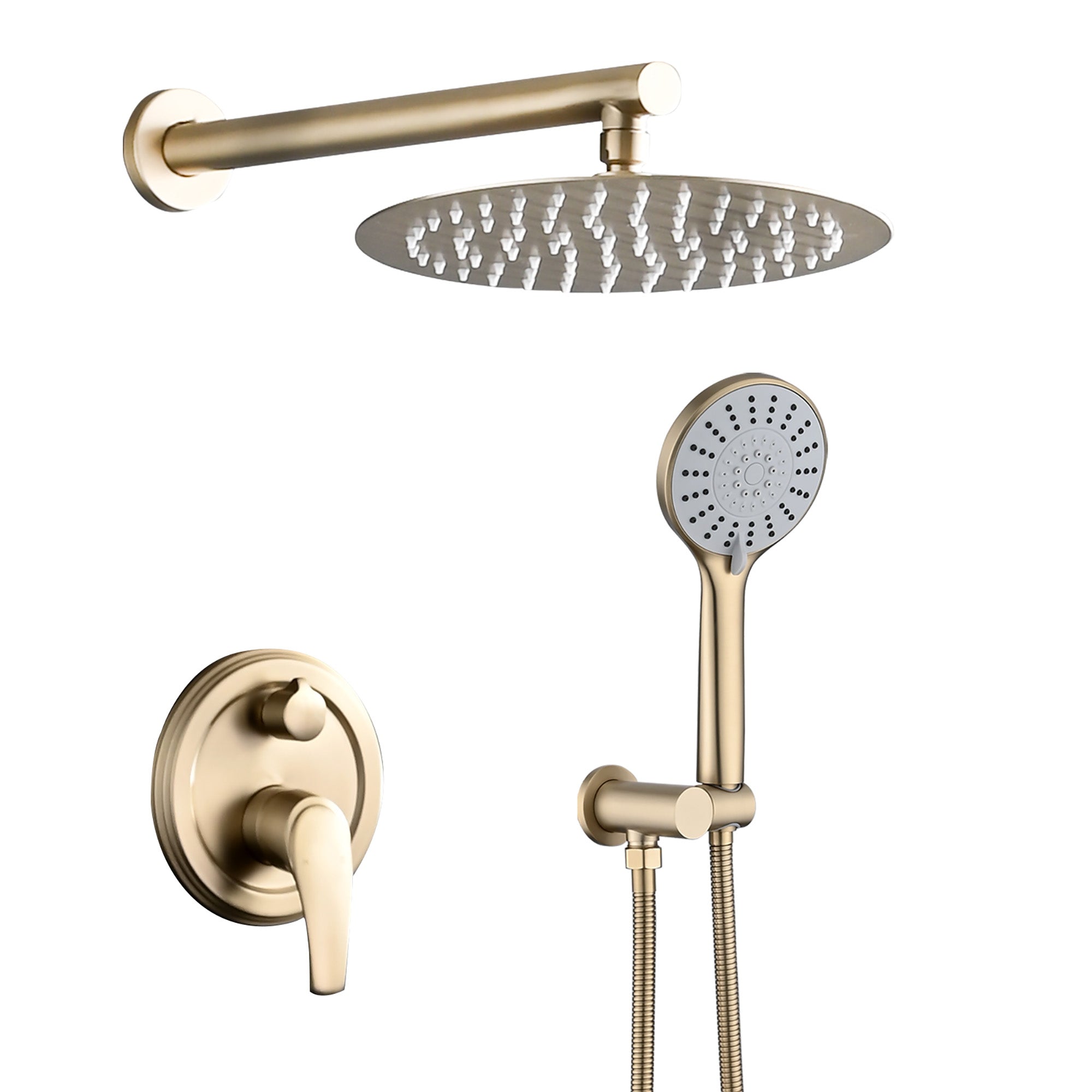 10 Inches Wall Mounted Shower With High Pressure Rain Shower Head And 5-Function