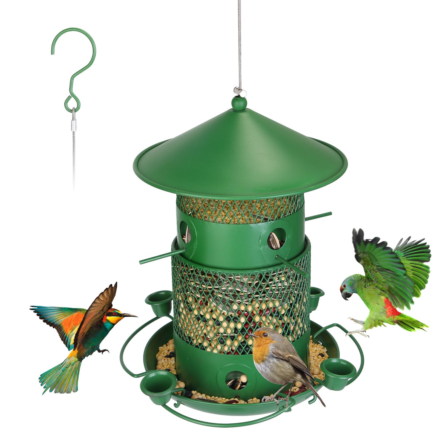 1Pc Wild Bird Feeder Squirrel-Proof Chew-Proof Metal Bird Seed Feeder Outdoor Ha