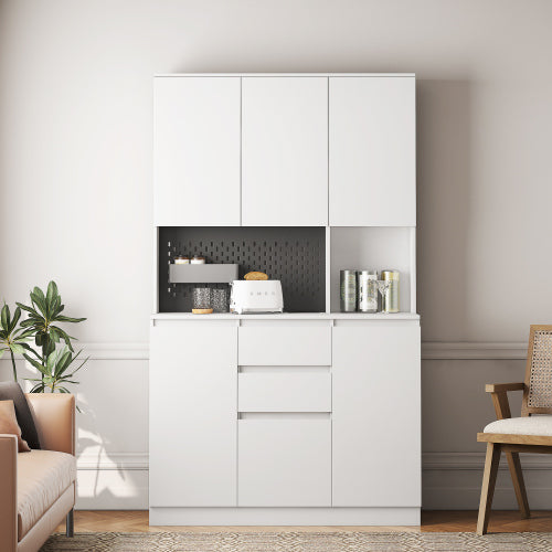 74 Inch Kitchen Pantry Cabinet With Charging Station,Freestanding Buffet Cupboar